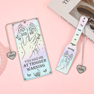 Marque-page en métal holographique pour couple amoureux, motif laser dégradé, imprimé cœur, pendentif XOXO, artisanat métallique - Product Image 2