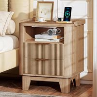 Table de chevet moderne convertible en bois, extensible, avec 2 tiroirs pour le rangement de la chambre