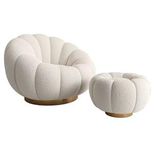 Sofá Redondo de Terciopelo Cremoso, Relleno de Espuma, Tapizado, Estilo Moderno para Sala de Estar - Product Image 4