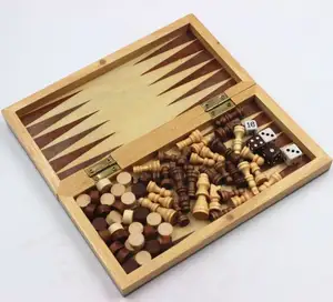 Hoge Kwaliteit Gepersonaliseerde Houten Schaak Backgammon Spel Set Houten Schaak En Backgammon Board Sets