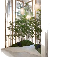 Nuevo biombo decorativo de bambú artificial estilo chino para interiores/exteriores, decoración de muebles suaves, separador de espacios con follaje denso.
