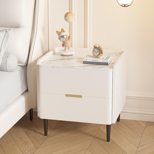 Grosir furnitur kamar tidur Modern Slate Top meja samping tempat tidur kayu Solid berdiri <span class=keywords><strong>2</strong></span> laci meja samping tempat tidur - Product Image 3