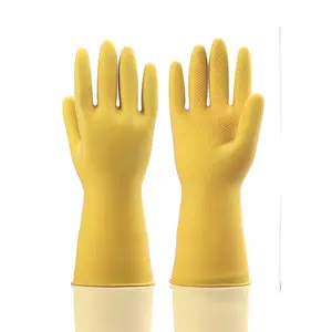 蓝黄厚乳胶橡胶家用手套清洁食品使用工具配件免费样品中等厚度