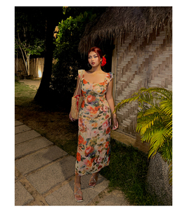 Vestido largo de verano de talla grande <span class=keywords><strong>para</strong></span> mujer con curvas, ligero, ajustado, con figura, favorecedor, estampado Floral Retro, hasta el suelo, <span class=keywords><strong>para</strong></span> playa - Product Image 4