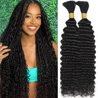Venta al por mayor de cabello rizado profundo, esponjoso y hermoso, cabello humano natural a granel para crochet DIY, compra al por mayor, proveedor líder.
