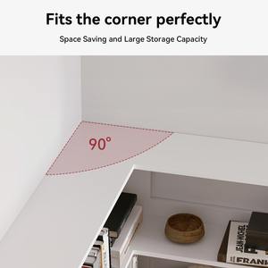 Étagère à livres en bois autoportante à 6 niveaux, blanche personnalisée, en forme <span class=keywords><strong>de</strong></span> L, avec <span class=keywords><strong>garde</strong></span>-corps pour la maison - Product Image 6