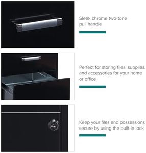 פתרונות שטח זולים 3 מגירה התאספו באופן מלא ארון קבצים פלדה בגודל אספקה קטנה עבור משרד הבית נעילת מגירה שחורה - Product Image 4