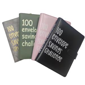 Planificateur de budget de stockage en cuir PU Défi financier Compte d'épargne Cahier d'épargne pour économiser 5,050 $ - Product Image 5