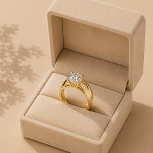 10KT Yellow Gold Round Solitaire Diamond <b>Ring</b> Wide Tapered Band <b>Men</b> Engagement <b>Ring</b> Modern Signet Fine Jewelry Gift - Product Image 3