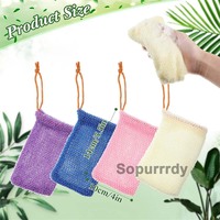 Sac à savon en filet de nylon africain avec logo personnalisé, pochette à savon, filet exfoliant pour la mousse, nettoyage puissant, séchage rapide, lavable