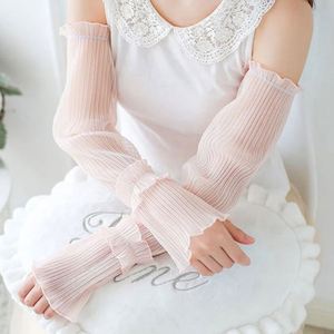 Gants longs d'été sans doigts pour <span class=keywords><strong>femme</strong></span>, manches fines en dentelle et maille, protection <span class=keywords><strong>UV</strong></span> respirante - Product Image 4