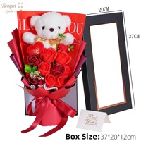 Grosir Terbaik 2026 Hari Valentine Modern Buatan Tangan Ramah Lingkungan Set Kotak Hadiah Buket Mawar Sabun Buatan Berbentuk Beruang Teddy