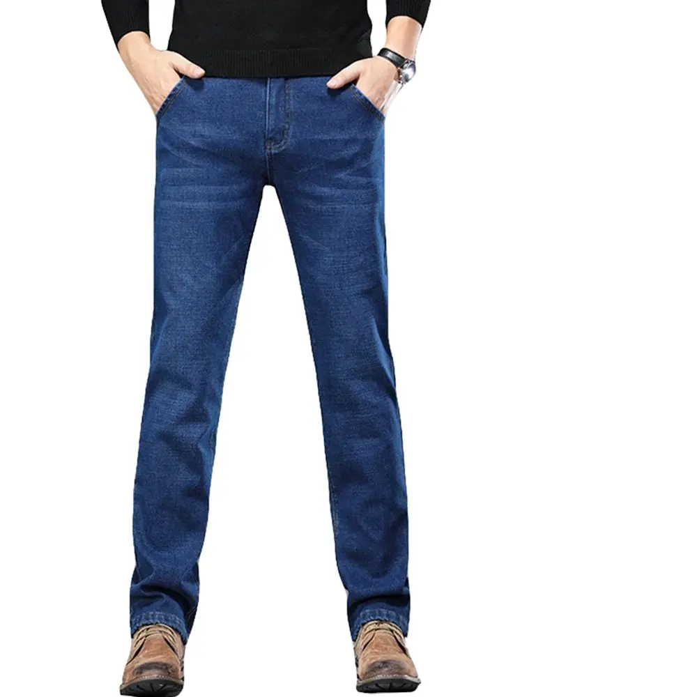 2024 جودة جيدة بالجملة الأزرق الأسود مخصص دينم بنطلون القطن عادية فضفاضة حجم كبير ملابس جينز للرجال