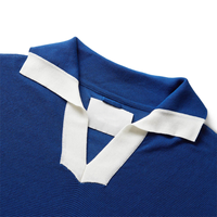 T-shirt pour homme en tissu tissé, col rabattu, couleur contrastée, impression numérique personnalisée, logo personnalisé, écologique