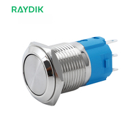 Interrupteur à bouton poussoir à verrouillage miniature à faible tension de 16 mm avec rétroéclairage LED, rond, 3 broches, NF