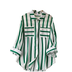 <span class=keywords><strong>Camicette</strong></span> e camicie da donna di moda con risvolto a maniche lunghe Casual in stile coreano a righe primaverili e autunnali - Product Image 1
