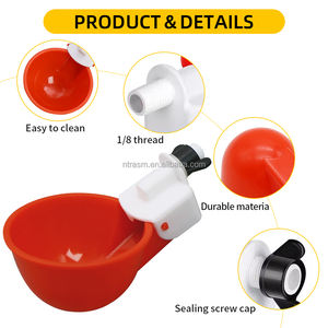 Abreuvoir automatique <span class=keywords><strong>pour</strong></span> volailles de ferme rouge et bleu avec bol à boire en plastique <span class=keywords><strong>pour</strong></span> <span class=keywords><strong>oiseaux</strong></span>, poulets et canards - Product Image 3