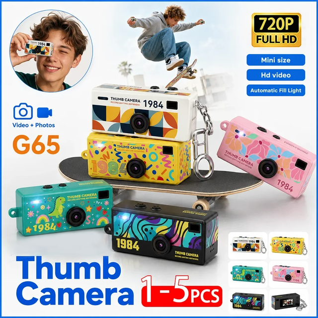 Hot Selling Mini Digital Camera 720P LCD Keychain Camera 128G Support Thumb Camera for Kids Travel Pocket Camera