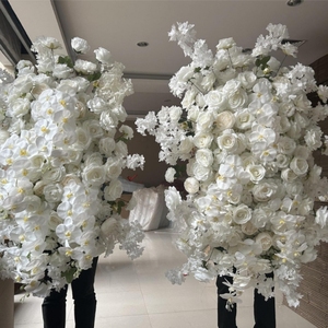Fila de flores de seda de alta calidad, mezcla de rosas, orquídea colgante, corredor de flores blancas para Arco, decoraciones de boda - Product Image 1