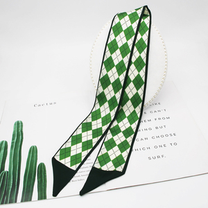 Cinta estrecha MIO, <span class=keywords><strong>serie</strong></span> verde de dos bordes, pajarita, banda para el pelo, corbata, bufanda, bolso ajustado, bufanda para mujeres y niñas, corbata de muñeca - Product Image 6