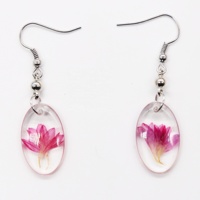 Anting-anting bunga kering kustom dalam Resin bunga asli anting menjuntai botani Herbarium hadiah Hari Valentine perhiasan untuk wanita