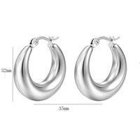Anting-anting bulat besar wanita, anting-anting Chunky baja tahan karat hiasan geometris tidak pudar
