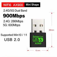 Adaptador USB AX900 de Doble Banda 2.4g/5ghz, Tarjeta de Red Inalámbrica WiFi 6, Adaptador USB 2.0 para Windows 10/11