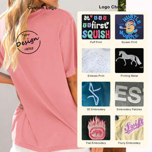 Camiseta de Algodón Grueso de 250 g/m², Lisa, Estampada, de Gran Tamaño, Personalizable, Estilo Urbano, para Mujer, Venta al Por Mayor OEM - Product Image 2