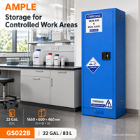 Armoire de stockage pour produits acides et alcalins faibles 83L (22 gallons) en acier bleu, armoire de sécurité chimique avec 3 étagères réglables pour l'approvisionnement B2B