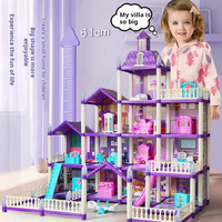 Maison de Poupée 3D pour Filles, Kit de Villa de Maison de Poupée DIY pour Jeu d'Imitation, Ensemble d'Accessoires de Mobilier et Figurines de Jouet, Cadeau pour Enfants