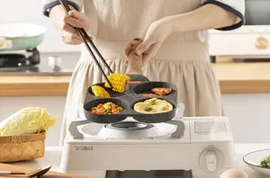 Sartén para huevos Sartén antiadherente Infusión de cerámica Saludable No tóxico 8 "4 tazas Sartén para huevos con mango resistente al calor