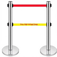 Barrière de file d'attente rétractable en acier inoxydable Guangbao avec poteau, ceinture d'isolation de sécurité double couche et ligne de signalisation – Fabriqué en Chine