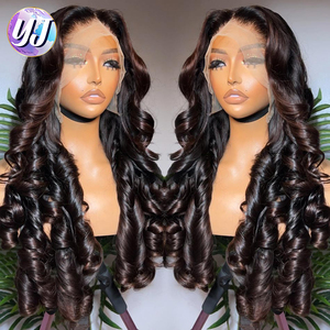 Perruques en cheveux humains à ondulation d'eau bouclée avec dentelle frontale, perruques en cheveux humains avec dentelle HD frontale, perruques tressées en dentelle complète en cheveux péruviens pour femmes noires - Product Image 2