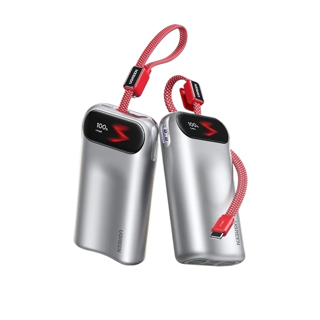 UGREEN Portable Power Bank 10000Mah 45W Fast Charging Built In Cable Digital Display Portable External Battery