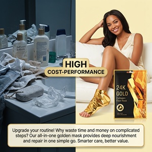 Masque <span class=keywords><strong>chaussette</strong></span> pour les <span class=keywords><strong>pieds</strong></span> en collagène or 24 carats, professionnel, entièrement personnalisé, OEM, directement de l'usine, pour les talons craquelés et les <span class=keywords><strong>pieds</strong></span> secs - Product Image 4