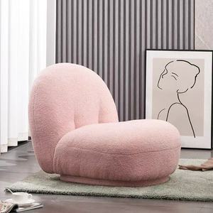 Sofá puf de lana de cordero, sofá individual de felpa blanca, estilo Instagram moderno y de lujo para sala de estar - Product Image 3