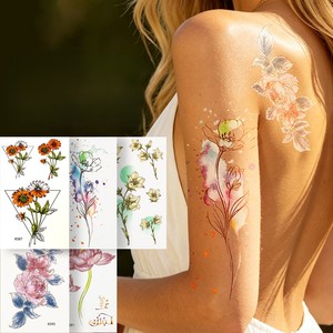 <span class=keywords><strong>Tatuajes</strong></span> Temporales de Flores Coloridas, Pegatinas de <span class=keywords><strong>Girasol</strong></span>, Lycoris y Loto - Product Image 1