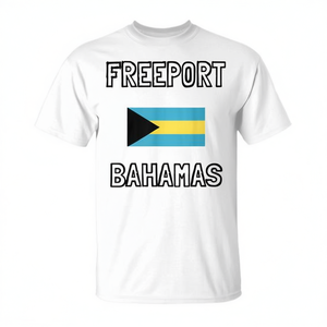 T-shirt con bandiera delle Bahamas Freeport, per adulti, unisex, in cotone, girocollo, manica corta, abbigliamento casual - Product Image 2