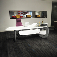 Mobilier de bureau moderne et luxueux blanc brillant Table de jeu Bureau de mode contemporain pour PDG en forme de L avec tiroirs