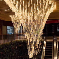 Lustre en verre cristal effet gouttes d'eau pluie de météores, hauteur réglable, pour fenêtre moderne, duplex, escalier, restaurant