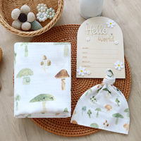 Meilleure Vente : Ensemble de Couverture et Bonnet en Mousseline pour Nouveau-né en Fibre de Bambou Naturelle et Coton Biologique – Idéal Cadeau de Naissance