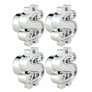 4 capuchons de valve en forme de dollar doré pour voitures et motos, avec cristaux brillants, pour pneus et tiges de valve - Product Image 5