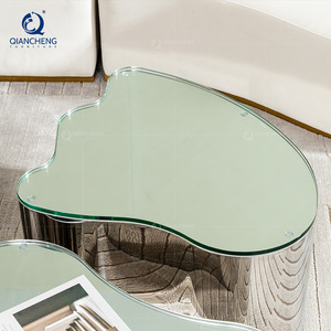 Bán buôn Trung Quốc Thương mại đồ nội thất biệt thự dự án căn hộ tùy chỉnh sang trọng Kính hàng đầu Bàn cà phê với cơ sở thép không gỉ - Product Image 5