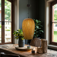 Lampe suspendue de plafond en bambou et rotin tressé, éco-responsable, faite à la main, pour décoration intérieure
