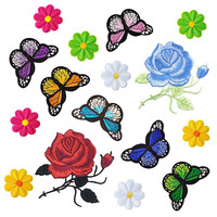 Nouveau papillon fleur série coloré Rose brodé tissu autocollants paillettes transfrontalier spécial Patch chapeau décalcomanies pour Denim PVC