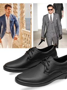 Chaussures Oxford en cuir véritable pour hommes, style coréen, à lacets, pour affaires, semelle intermédiaire EVA, bout en caoutchouc, pour le bureau et la carrière, couleurs mélangées, collection automne - Product Image 5