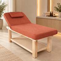 Table de massage professionnelle en gros avec dossier réglable, coussin épais de 10 cm, lit de spa en bois massif pour spa et salon