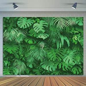 Bannière de fond <span class=keywords><strong>photo</strong></span> de jungle tropicale verte, safari, plantes, 7x5 pieds, pour fête hawaïenne luau, anniversaire, baby shower, décoration de mariage - Product Image 2