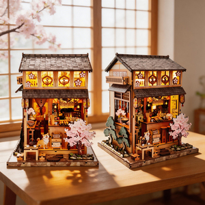 Kreatives Heilungs-DIY-Miniaturhaus-Set 3D-Holzpuzzle Buchnische mit LED-Beleuchtung Spaßiges Bastelprojekt für Familie und Freunde - Product Image 1