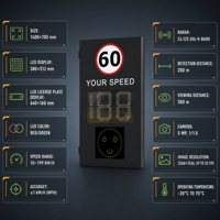 Détecteur de vitesse radar VMS 30 km/h, signalisation de limitation de vitesse, caméra de vitesse au sol, équipement de mesure de vitesse de balle de baseball